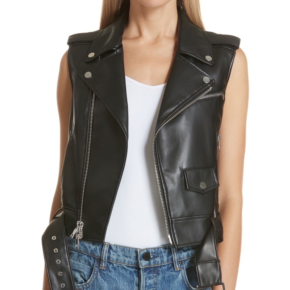 Theory Faux Leather Moto Vest